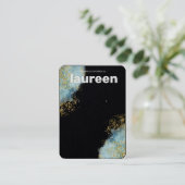 Modern Goud Blauw Oorbel Display Visitekaartje (Staand voorkant)