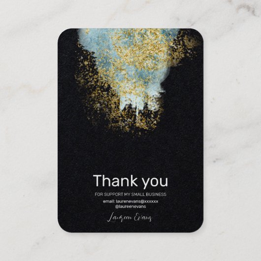 Modern Goud Blauw Oorbel Display Visitekaartje (Achterkant)