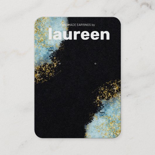 Modern Goud Blauw Oorbel Display Visitekaartje (Voorkant)