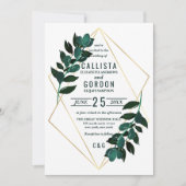 Modern Goud Blauwgroen Groen Terrarium bruiloft Kaart (Voorkant)