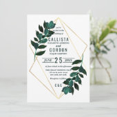 Modern Goud Blauwgroen Groen Terrarium bruiloft Kaart (Staand voorkant)