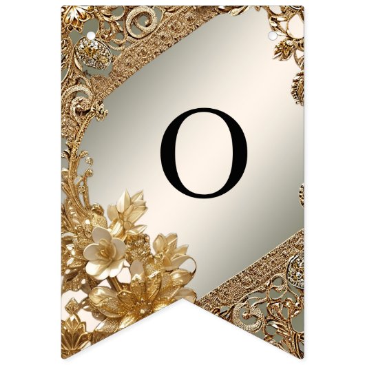 Modern Goud Bloemen Bunting Flag Vlaggetjes (Tweede vlag)