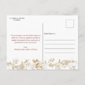 Modern Goud Bloemen Classic Rood Kerst Briefkaart (Achterkant)