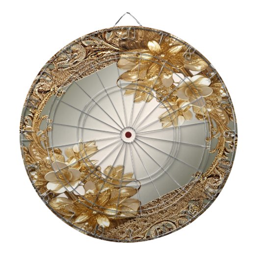 Modern Goud  Bloemen Dartbord (Voorkant)
