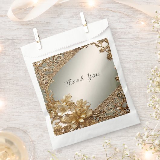 Modern Goud  Bloemen Favoriet Tas Bedankzakje (Geknipt)