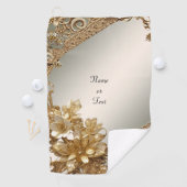 Modern Goud  Bloemen Golfhanddoek (Insitu)
