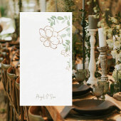 Modern Goud Bloemen Groen Gepersonaliseerd Script Servet