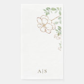 Modern Goud Bloemen Groen Monogram Servet (Voorkant)