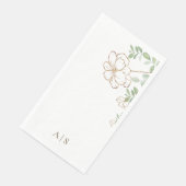 Modern Goud Bloemen Groen Monogram Servet (Hoek)