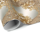 Modern Goud  Bloemen Inpakpapier (Rol Hoek)