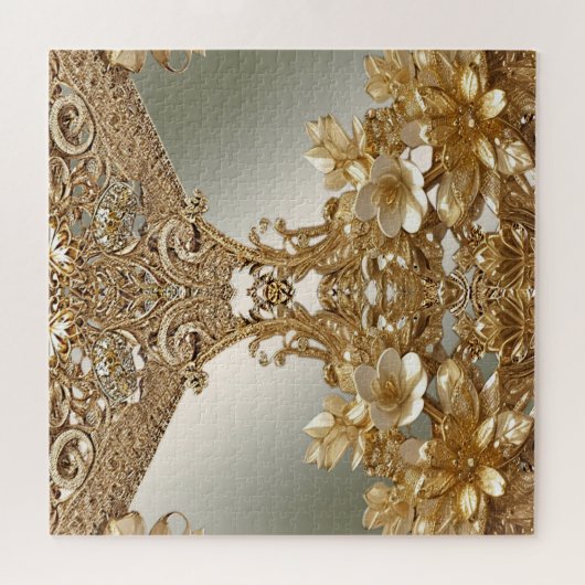 Modern Goud  Bloemen Jigsaw Puzzel (Horizontaal)