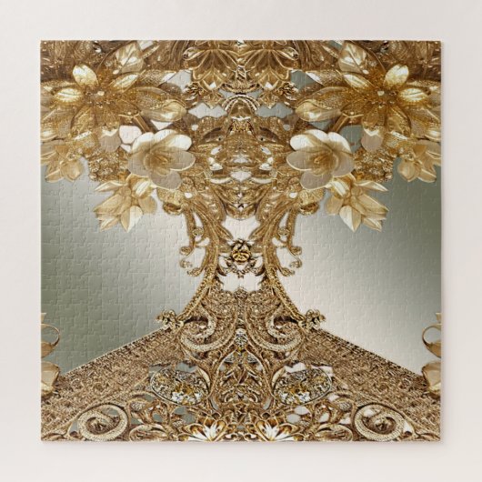 Modern Goud  Bloemen Jigsaw Puzzel (Verticaal)