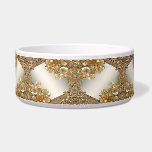 Modern Goud  Bloemen Keramische Pet Bowl Voerbakje