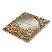 Modern Goud  Bloemen Keramische Tegel Tegeltje (Zijkant)