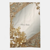 Modern Goud Bloemen Keuken Handdoeken (Verticaal)