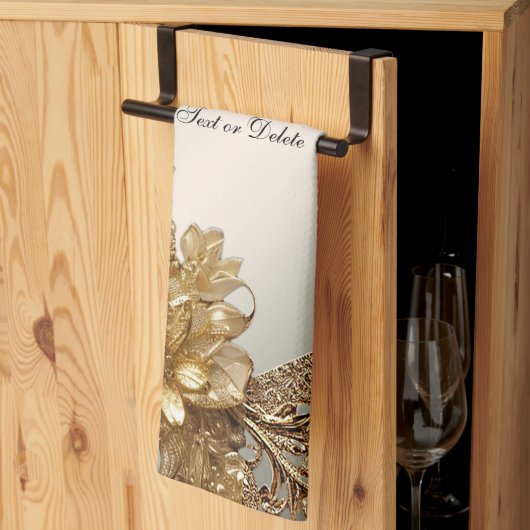 Modern Goud Bloemen Keuken Handdoeken (Derde Gevouwen)