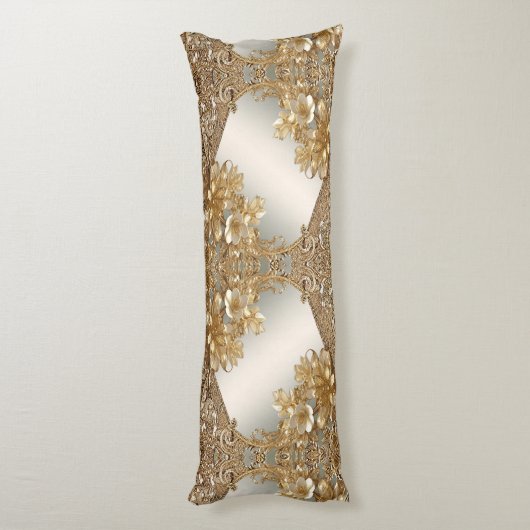 Modern Goud Bloemen Lichaam Kussen (Achterkant (Verticaal))