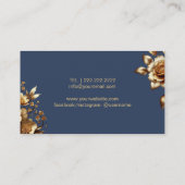 Modern Goud Bloemen Marine Blauw Schoonheidssalon  Visitekaartje (Achterkant)