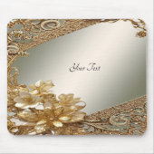 Modern Goud  Bloemen Mousepad Muismat (Voorkant)
