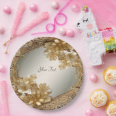 Modern Goud  Bloemen Papier Bord (Feest)