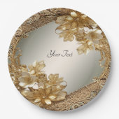 Modern Goud  Bloemen Papier Bord (Voorkant)