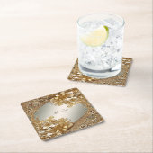 Modern Goud Bloemen Papier Onderzetter (Insitu)