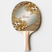 Modern Goud  Bloemen Ping Pong Paddle Tafeltennisbatje (Achterkant)