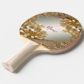Modern Goud  Bloemen Ping Pong Paddle Tafeltennisbatje (Voorkant Gekanteld)