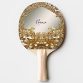 Modern Goud Bloemen Ping Pong Paddle Tafeltennisbatje (Achterkant)