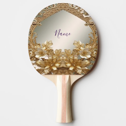 Modern Goud  Bloemen Ping Pong Paddle Tafeltennisbatje (Achterkant)