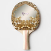 Modern Goud Bloemen Ping Pong Paddle Tafeltennisbatje (Voorkant)