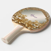 Modern Goud Bloemen Ping Pong Paddle Tafeltennisbatje (Voorkant Gekanteld)