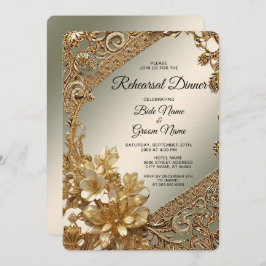 Modern Goud Bloemen Repetitie Diner Kaart