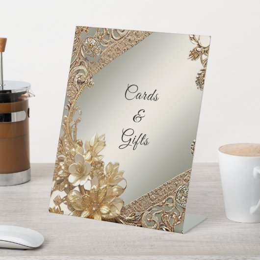 Modern Goud  Bloemen Tafel Tekens Reclamebord Met Voetstuk (Insitu)