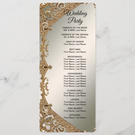 Modern Goud  Bloemen Trouwprogramma Programmakaart (Achterkant)