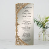 Modern Goud  Bloemen Trouwprogramma Programmakaart (Staand voorkant)