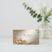Modern Goud Bloemen Visitekaartje (Staand voorkant)