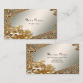 Modern Goud Bloemen Visitekaartje (Voorkant / Achterkant)