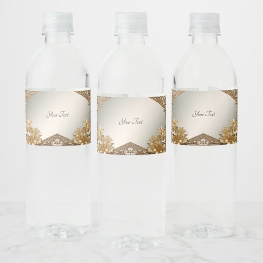 Modern Goud  Bloemen Waterflesetiket Waterfles Etiket (Flessen)