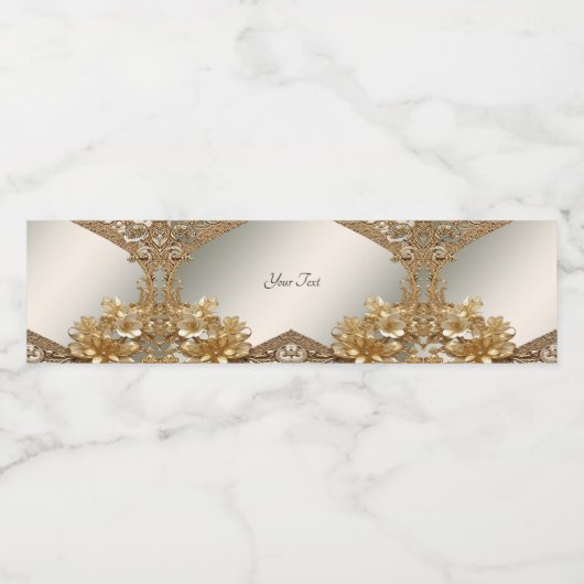 Modern Goud  Bloemen Waterflesetiket Waterfles Etiket (Enkel label)