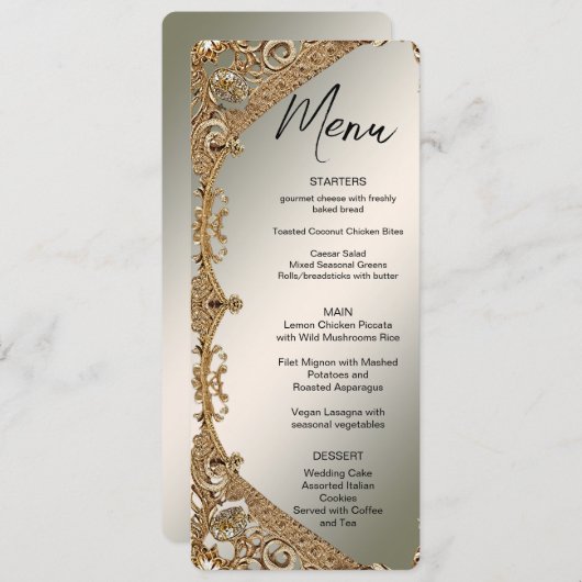 Modern Goud  Bloemenmenu Menu (Voorkant / Achterkant)