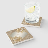 Modern Goud Bloemsteen Onderzetter (Zijkant)