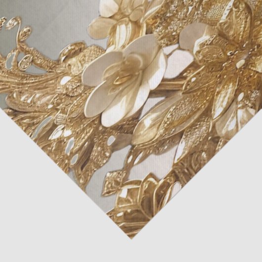 Modern Goud Bloemweefsel Papier (Detail)