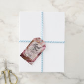 Modern Goud Bourgogne Roze Marmeren Vloeistof Dank Cadeaulabel (Met Touw)