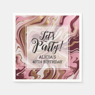 Modern Goud Bourgogne Roze Marmeren Vloeistof Verj Servet