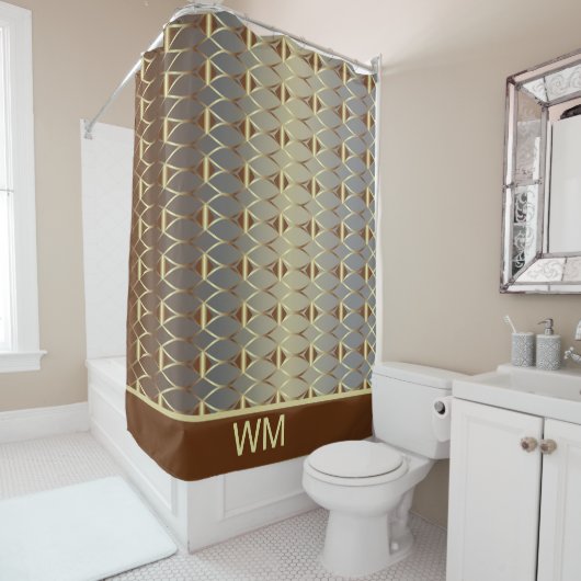 Modern Goud Bruin En Grijs Classy Douchegordijn (In situ)