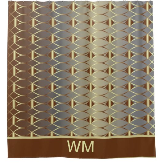 Modern Goud Bruin En Grijs Classy Douchegordijn (Voorkant)