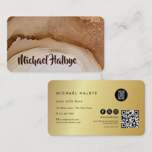 Modern goud bruine Aquarel Agaat Professionele  Visitekaartje