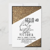 Modern Goud Chic 40ste Verjaardagsfeestje Kaart (Voorkant)