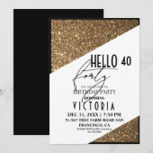 Modern Goud Chic 40ste Verjaardagsfeestje Kaart (Voorkant / Achterkant)